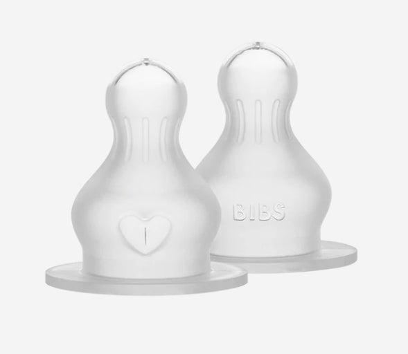 BIBS Baby Bottle Nipple Round Silicone 2 pack Medium Flow