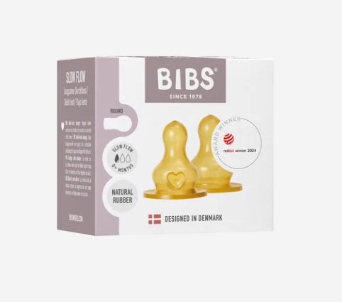 BIBS Baby Bottle Nipple Round Latex 2 pack Slow Flow